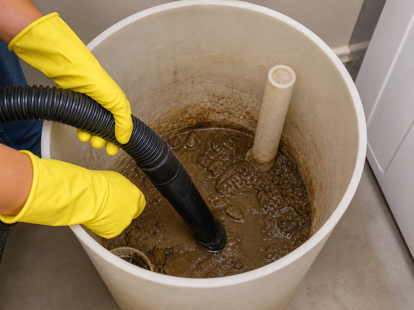 Cleaning water softener brine tank
