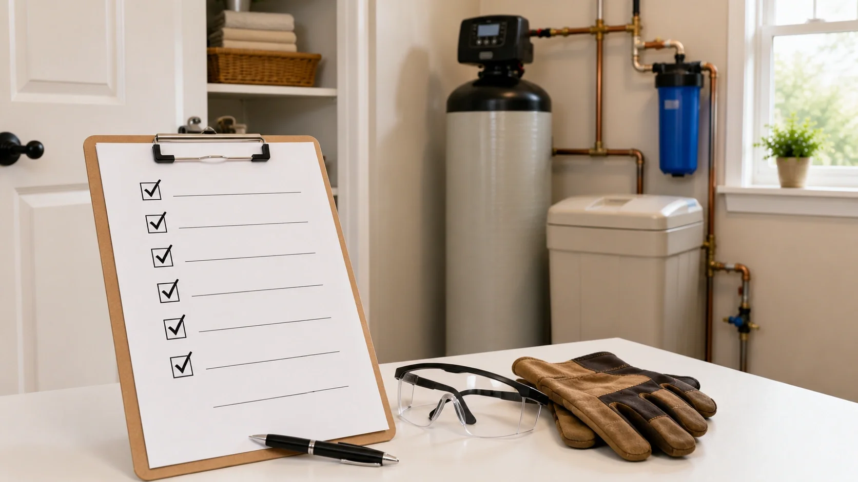 Final checklist for DIY water softener installation