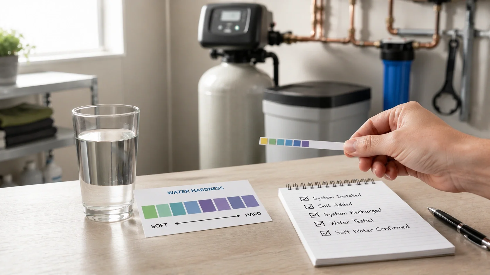 Testing and maintenance after DIY water softener installation