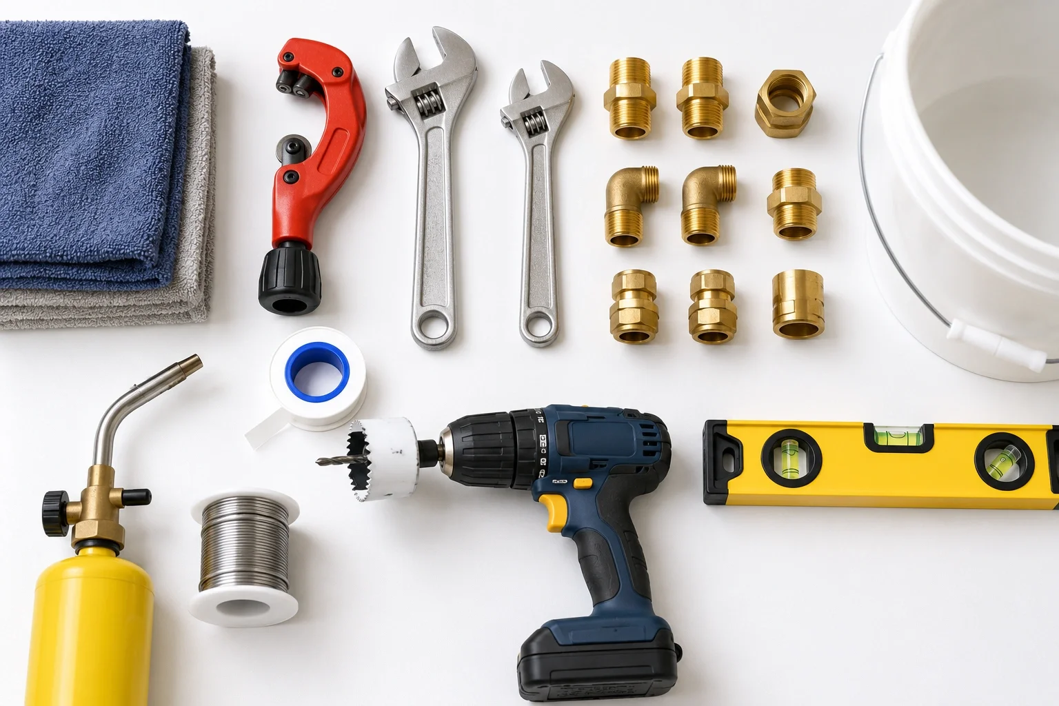 Tools and materials needed for DIY water softener installation