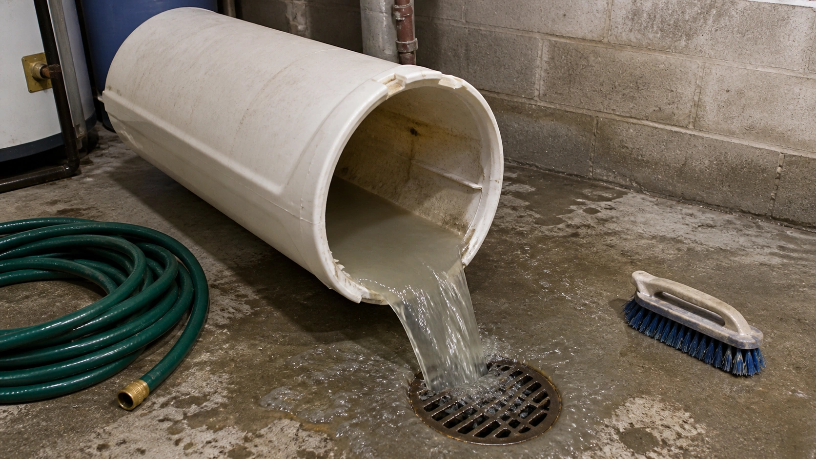 Draining water from brine tank
