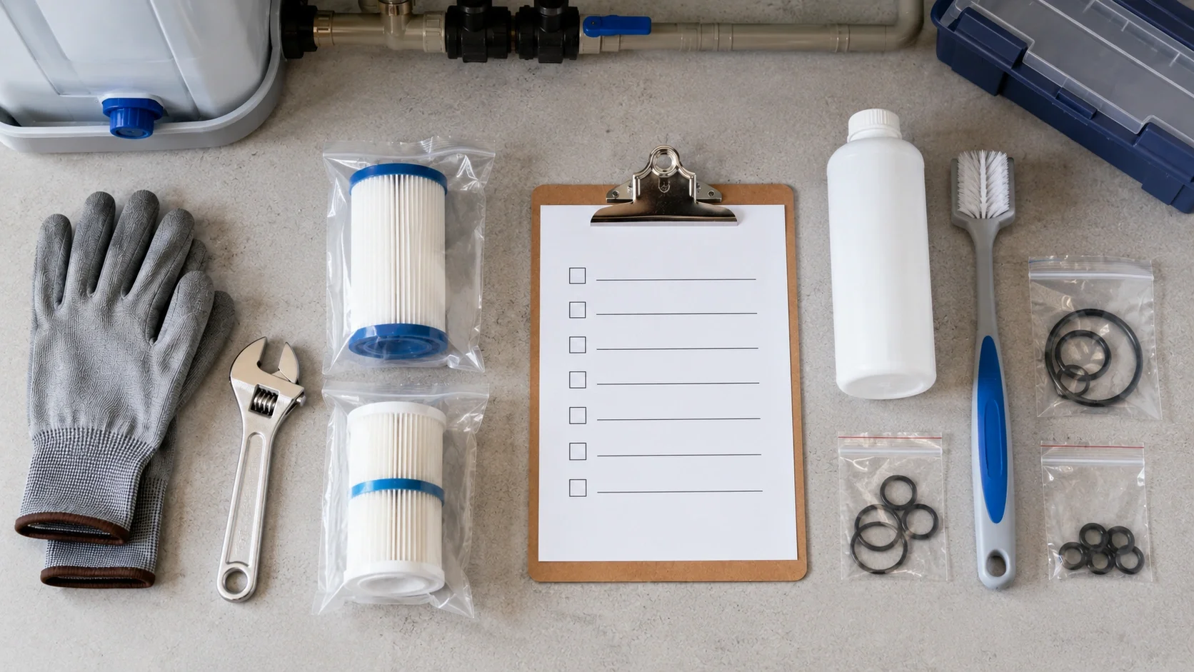 Maintenance schedule for water softener accessories