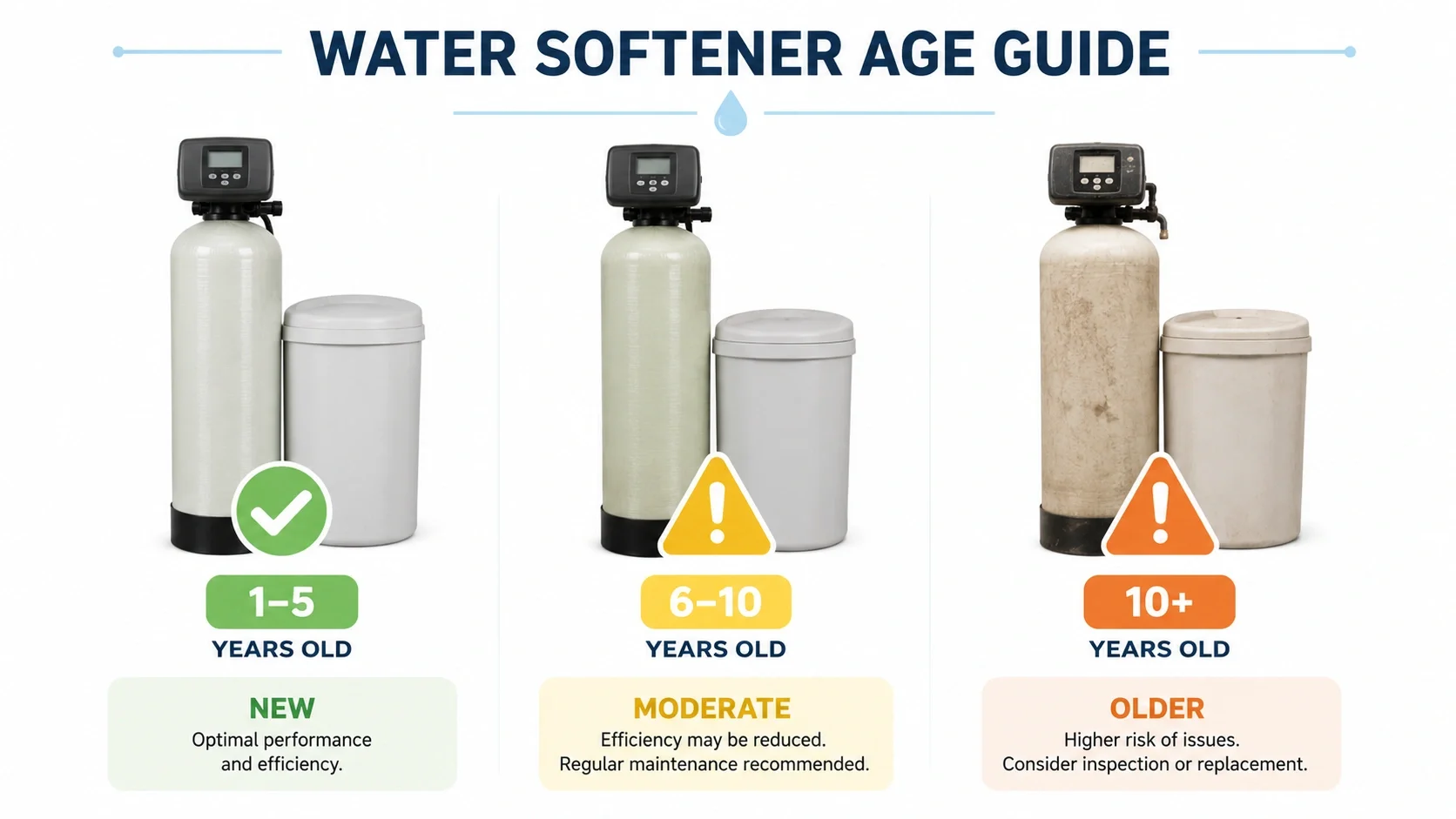 Water softener age guide based on manufacturing date