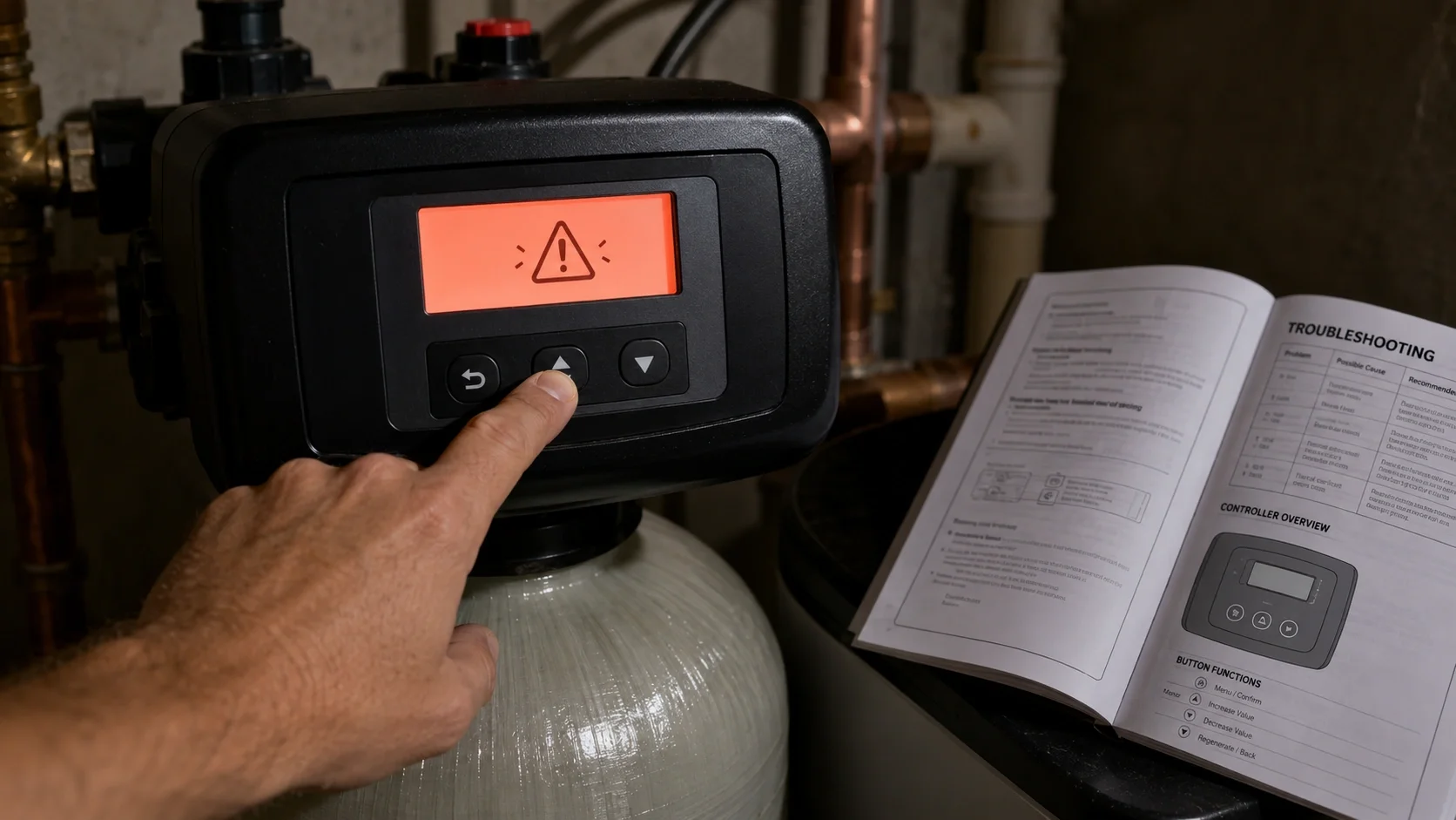 Common water softener error codes