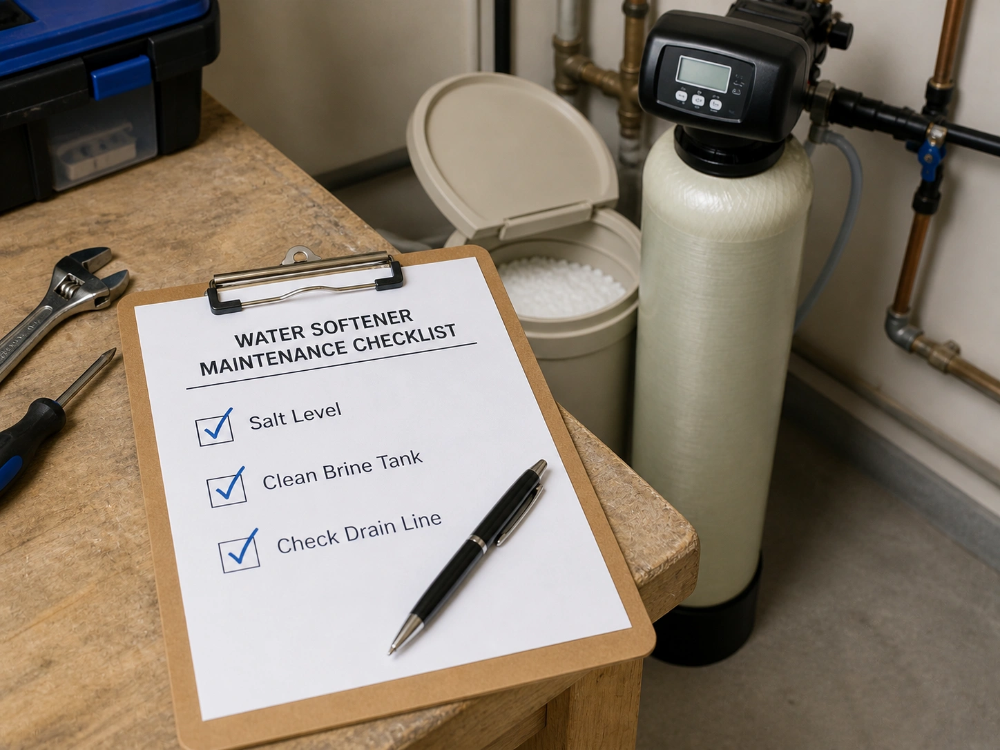 Water softener maintenance checklist