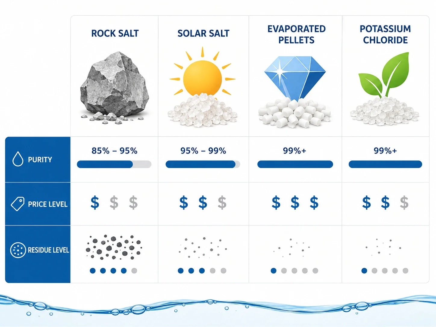 Comparison of different water softener salt types