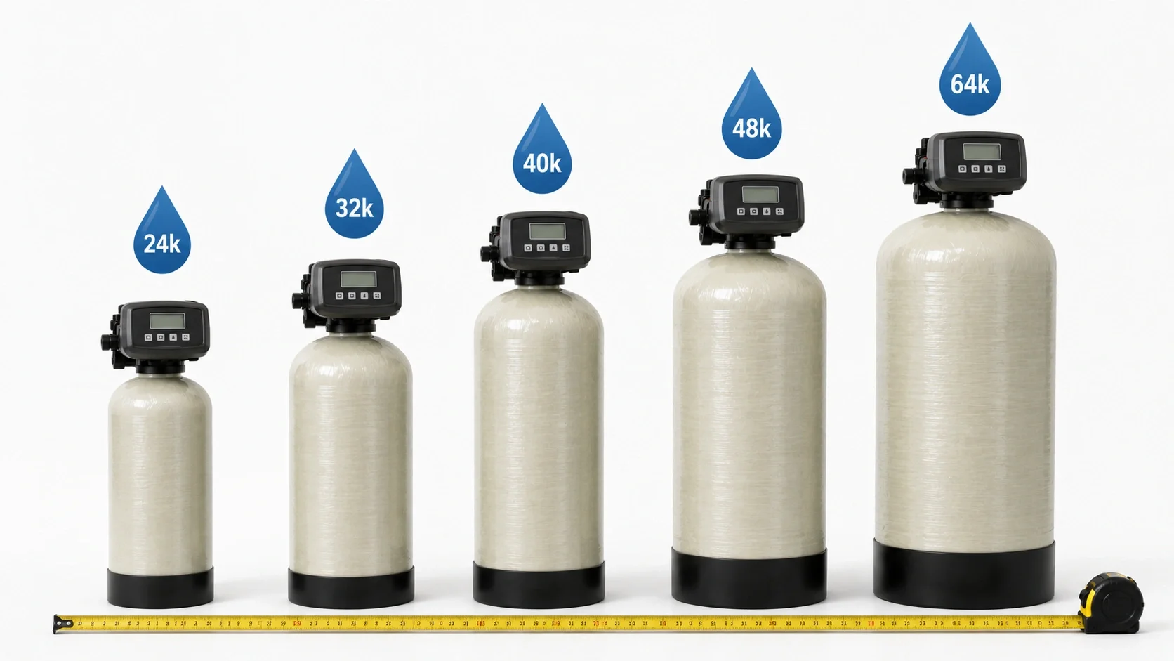 Comparison of common water softener sizes